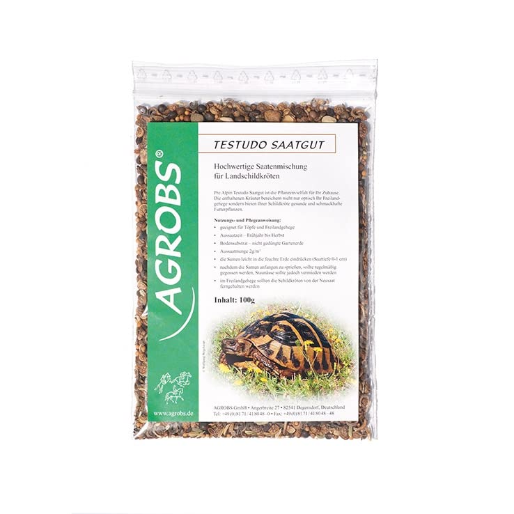 Agrobs PRE ALPIN Testudo Saatgut | 100g | Futterpflanzen und Kräuter für alle Landschildkröten | Samenmischung für eine gesunde und schmackhafte Zugabe zur täglichen Fütterung